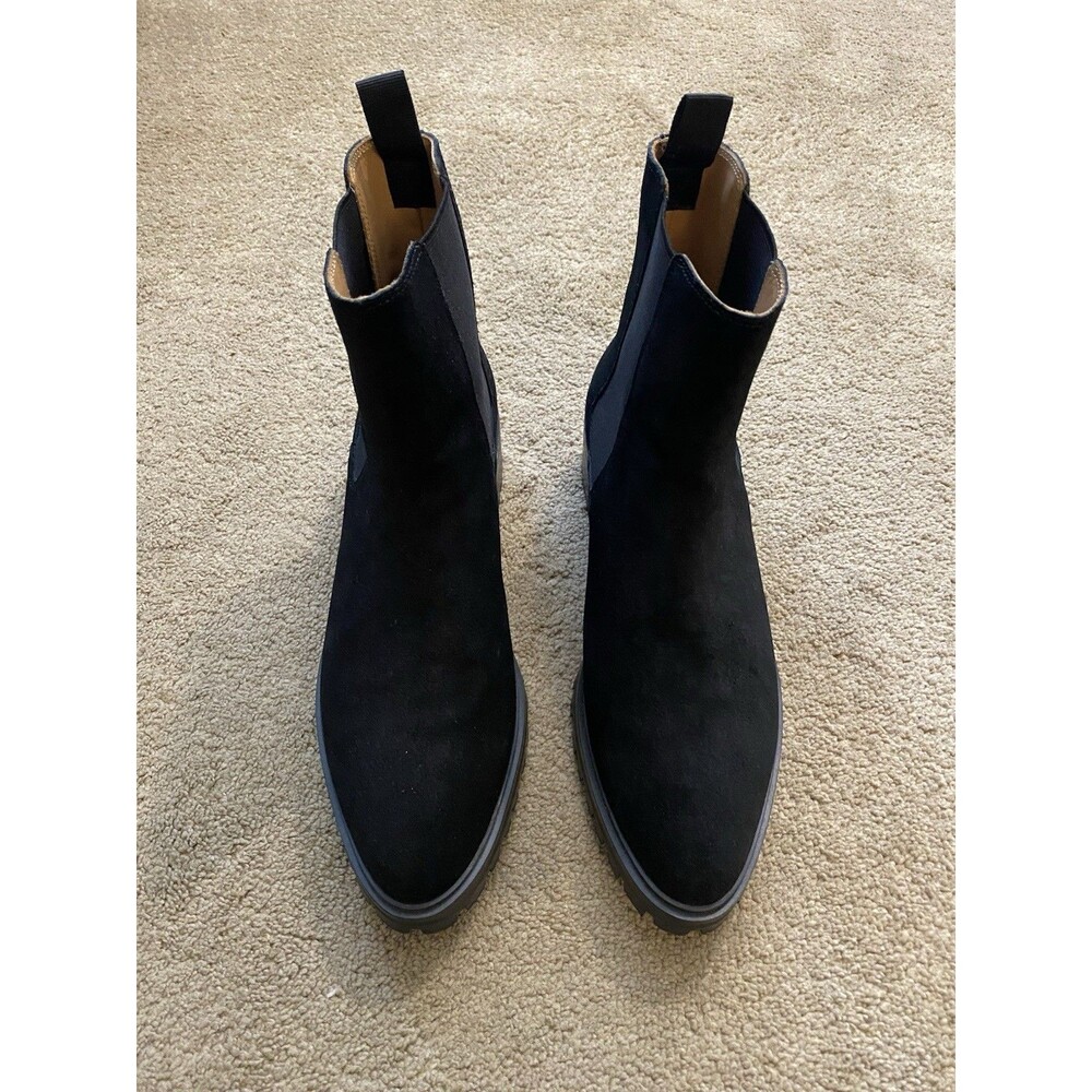 Quince Italian Suede Lug Sole Chelsea Boots Black Quiet Luxury Women’s Size 9